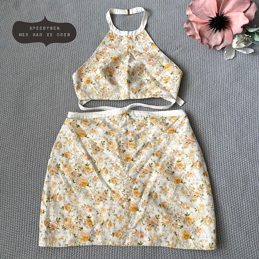 Significant Other Rosalie Floral Print Ari Linen cutout Dress Size 10